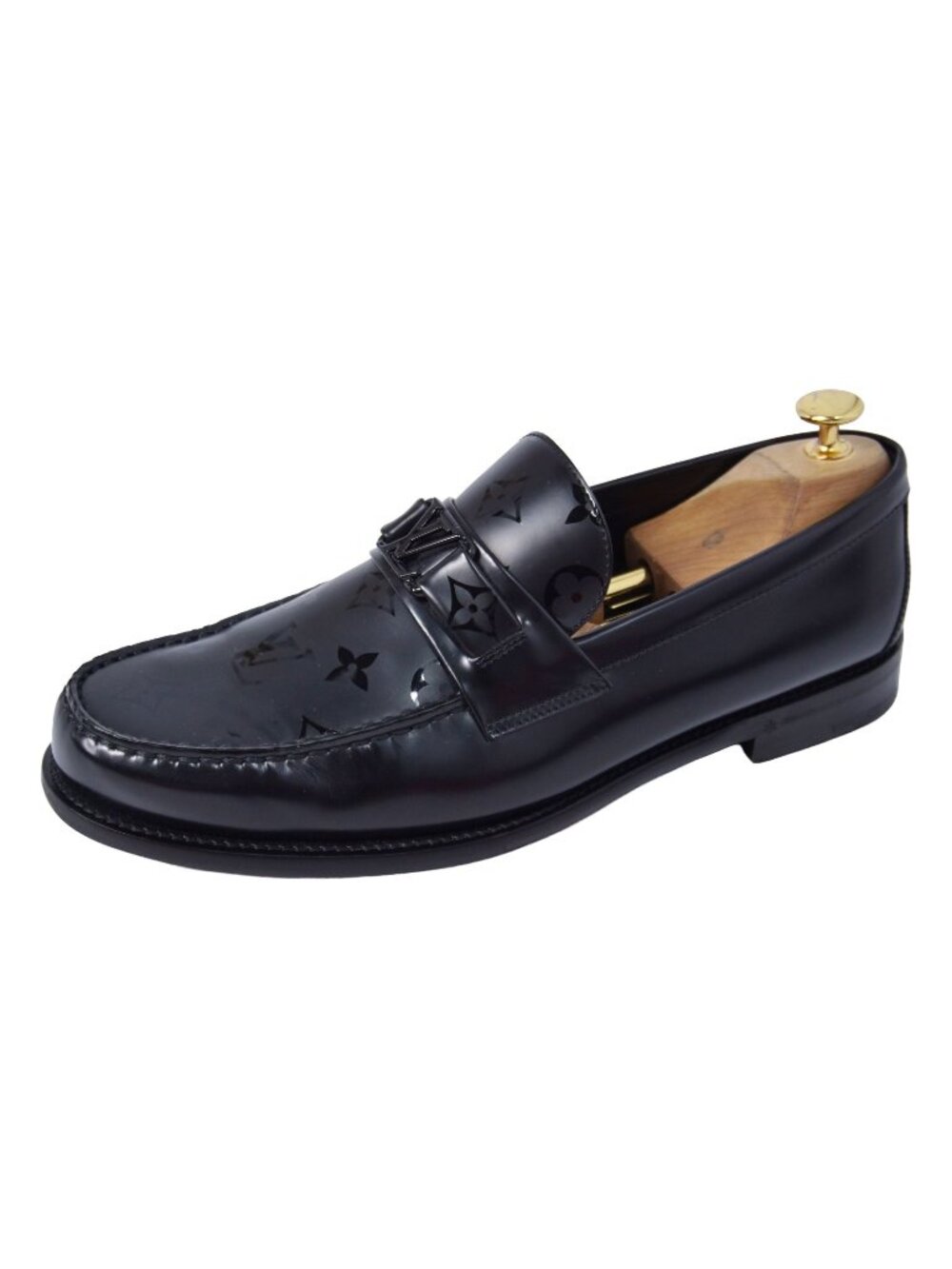 Louis Vuitton Loafers Moccasins Major Line Business Shoes Monogram Leather 8.5